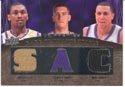 Authentic Ron Artest, Spencer Hawes & Mike Bibby Triple Game-Worn Jersey Card