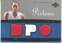 Authentic Tayshaun Prince Triple Game-Worn Jersey Card